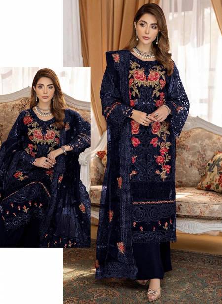 Blue Colour R 525 NX Ramsha New Latest Designer Ethnic Wear Georgette Pakistani Suit Collection 525 D